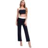 imageMilumia Womens Two Piece Outfit Houndstooth Plaid Crop Tank Top and Pants SetPlain Black