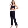 imageMilumia Womens Two Piece Outfit Houndstooth Plaid Crop Tank Top and Pants SetPlain Black