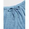 imageMilumia Womens Two Piece Pajama Crop Tank Top Tie Waist Fluffy Teddy Shorts Lounge SetB Blue Plain