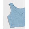 imageMilumia Womens Two Piece Pajama Crop Tank Top Tie Waist Fluffy Teddy Shorts Lounge SetB Blue Plain
