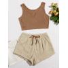 imageMilumia Womens Two Piece Pajama Crop Tank Top Tie Waist Fluffy Teddy Shorts Lounge SetB Multicolor Brown