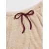 imageMilumia Womens Two Piece Pajama Crop Tank Top Tie Waist Fluffy Teddy Shorts Lounge SetMulti Red Brown