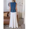 imageMilumia Womens Vintage Button Down Denim Tank Top Split Hem Sleeveless VestsBlue