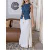imageMilumia Womens Vintage Button Down Denim Tank Top Split Hem Sleeveless VestsBlue