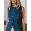 imageMilumia Womens Vintage Button Down Denim Tank Top Split Hem Sleeveless VestsBlue