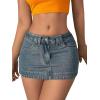 imageMilumia Womens Y2k Denim Mini Skirt Trendy Low Waisted Short Jean SkirtsRetro Blue
