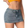imageMilumia Womens Y2k Denim Mini Skirt Trendy Low Waisted Short Jean SkirtsRetro Blue