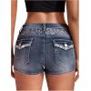 imageMilumia Womens Y2k Rhinestone Decor Denim Shorts Punk Skinny Mini Shorts with PocketBlue