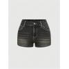 imageMilumia Womens Y2k Rhinestone Decor Denim Shorts Punk Skinny Mini Shorts with PocketGrey