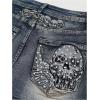 imageMilumia Womens Y2k Rhinestone Decor Denim Shorts Punk Skinny Mini Shorts with PocketWashed Blue