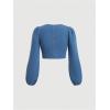 imageMilumia Womens Y2k Tie Front V Neck Long Sleeve Denim Jacket Cropped Jean CoatBlue