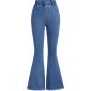imageMilumia Girl Raw Hem Flare Jeans High Rise Wide Leg Bottoms Casual Long Denim Pants Medium Wash 10Y