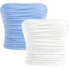imageMilumia Girls 2 Pack Tube Top Ruched Strapless Going Out Basic Bandeau TopsBlue and White