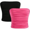 imageMilumia Girls 2 Pack Tube Top Ruched Strapless Going Out Basic Bandeau TopsMulti Black and Pink