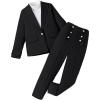 imageMilumia Girls 2 Piece Outfits Button Long Sleeve Blazer and Pants SetBlack