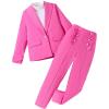 imageMilumia Girls 2 Piece Outfits Button Long Sleeve Blazer and Pants SetHot Pink