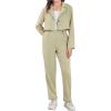 imageMilumia Girls 2 Piece Outfits Long Sleeve Crop Blazer Jacket and PantsGreen