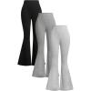 imageMilumia Girls 3 Pack Flared Leg Pants Set Elastic Waist Bell Bottom PantsBlack Grey