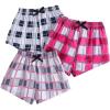 imageMilumia Girls 3 Pieces Casual Plaid Print Elastic Waist Comfy Summer Fall ShortsBlue Pink Grey