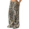 imageMilumia Girls Camo Print Wide Straight Leg Trousers Elastic Waist Track PantsGreen