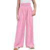 imageMilumia Girls Linen High Waist Smocked Paperbag Wide Leg Pants Long TrousersPink