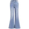 imageMilumia Girls Raw Hem Stretchy Flare Jeans Bell Bottom Denim Long Pants with PocketLight Blue