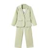 imageMilumia Girls Two Piece Outfit Button Open Front Blazer and Pants SetGreen