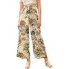 imageMilumia Women Belted Frilled Waist Tropical Print Boho Wide Leg Palazzo PantsMulticolor