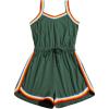 imageMilumia Women Casual Rainbow Stripe Print Cami Romper Knot High Waist Sport JumpsuitDark Green