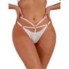 imageMilumia Women Sexy Panties Criss Cross Cut Out Lace Underwear Cheeky Briefs Strappy Bikini HipstersWhite