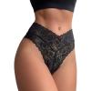 imageMilumia Women Sexy Panties Floral Lace Underwear Cut Out Scallop Trim Panty Mid Rise Brief BikinisBlack
