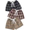 imageMilumia Womens 3 Pack Pajama Shorts Plaid Elastic Waist Pj Sleep ShortsKhaki and Blue