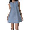 imageMilumia Womens Bow Tie Back Denim Sundress Crew Neck Sleeveless Flared Short DressesLight Wash