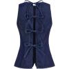 imageMilumia Womens Button Front Denim Vest Sleeveless Crew Neck Tie Back Tank TopsDeep Blue