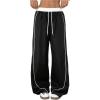 imageMilumia Womens Colorblock Drawstring Waisted Waisted Wide Leg Loose Track PantsBlack
