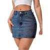 imageMilumia Womens Denim Bodycon Mini Skirt Mid Waist Zip Fly Jean Skirts with PocketsMedium Wash