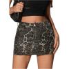imageMilumia Womens Denim Leopard Print Short Skirt Bodycon Low Waist Mini SkirtsArmy Green