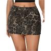 imageMilumia Womens Denim Leopard Print Short Skirt Bodycon Low Waist Mini SkirtsMulticolor
