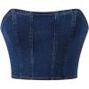 imageMilumia Womens Denim Tube Top Zipper Back Strapless Y2k Cropped Bandeau Tops Dark Wash XLarge
