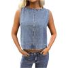 imageMilumia Womens Denim Vest Tank Top Sleeveless Round Neck Loose Fit Casual Jean Vests StreetwearLight Blue