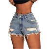 imageMilumia Womens Drop Waist Jean Shorts Ripped Distressed Raw Hem Denim ShortsBlue
