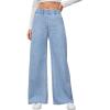 imageMilumia Womens Elastic High Waist Wide Leg Pants Classic Denim Jeans with Pockets Light Wash Blue XSmall
