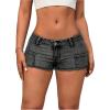 imageMilumia Womens Frayed Hem Mini Denim Shorts Low Waisted Jean Shorts Going OutDark Grey