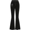imageMilumia Womens Goth Vintage Graphic Print Velvet Bell Bottom Pants Y2K Flared Leg LeggingsBlack