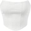 imageMilumia Womens Hanky Hem Denim Tube Top Strapless Zip Back Corset Bandeau TopsWhite