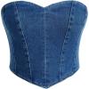 imageMilumia Womens Hanky Hem Denim Tube Top Zipper Back Strapless Corset Crop Tops Medium Blue Large