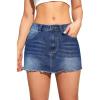 imageMilumia Womens High Waist Bodycon Denim Mini Skirt Y2K Raw Hem Jean SkirtBlue