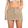 imageMilumia Womens High Waist Bodycon Denim Mini Skirt Y2K Raw Hem Jean SkirtKhaki
