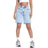 imageMilumia Womens High Waist Washed Denim Shorts Straight Leg Bermuda Jean ShortsBlue