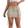 imageMilumia Womens High Waisted Cargo Denim Skirt Y2K Bodycon Jean Mini Skirts Brown XSmall